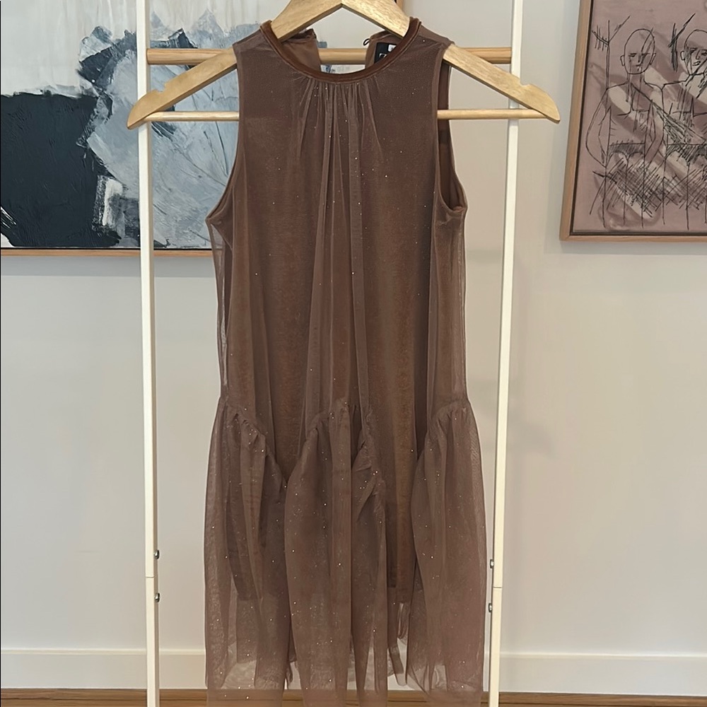Zara Twirly Brown Sleeveless Dress